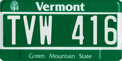 VT license plate TVW416