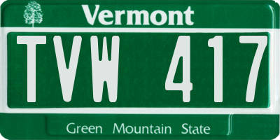 VT license plate TVW417