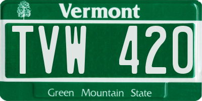 VT license plate TVW420