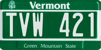 VT license plate TVW421