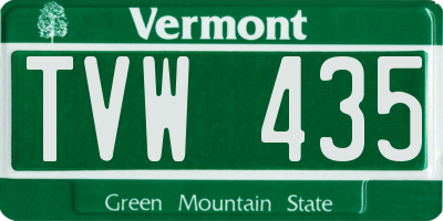 VT license plate TVW435