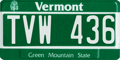 VT license plate TVW436