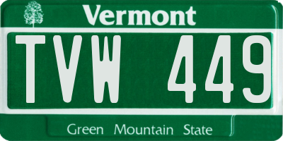 VT license plate TVW449