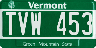 VT license plate TVW453