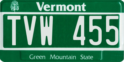 VT license plate TVW455