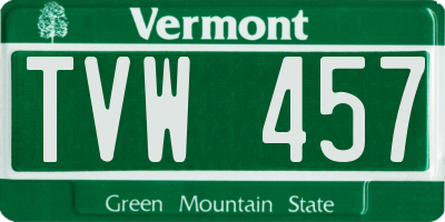 VT license plate TVW457