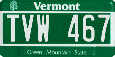 VT license plate TVW467