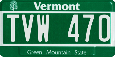 VT license plate TVW470