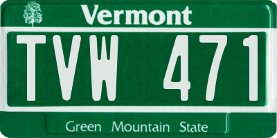 VT license plate TVW471