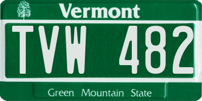VT license plate TVW482