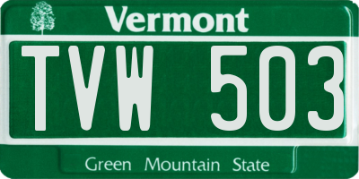 VT license plate TVW503