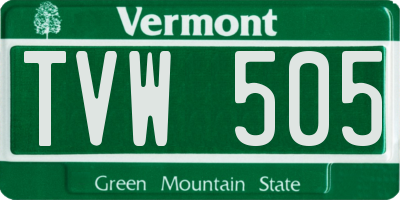 VT license plate TVW505