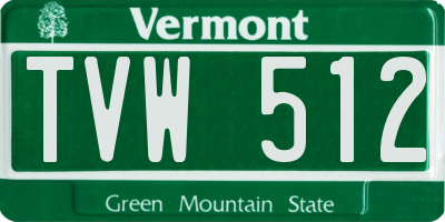 VT license plate TVW512