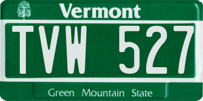 VT license plate TVW527