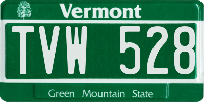 VT license plate TVW528