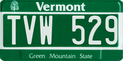 VT license plate TVW529