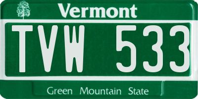 VT license plate TVW533