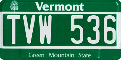 VT license plate TVW536
