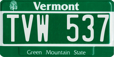 VT license plate TVW537