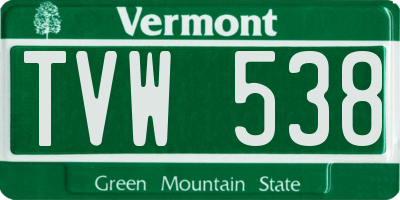 VT license plate TVW538