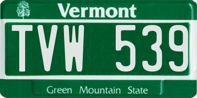 VT license plate TVW539