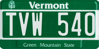 VT license plate TVW540