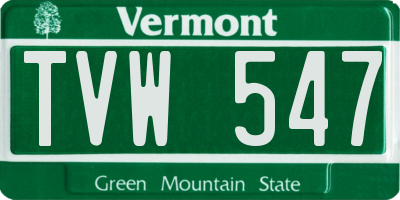 VT license plate TVW547