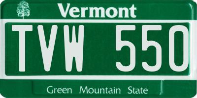 VT license plate TVW550