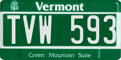 VT license plate TVW593