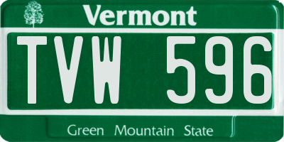 VT license plate TVW596