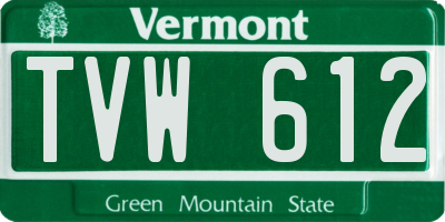 VT license plate TVW612