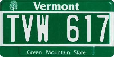 VT license plate TVW617