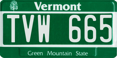 VT license plate TVW665