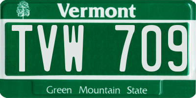 VT license plate TVW709