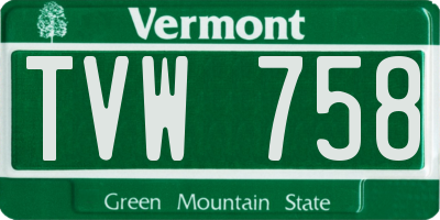 VT license plate TVW758