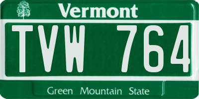 VT license plate TVW764
