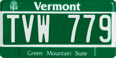 VT license plate TVW779