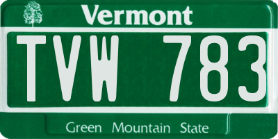VT license plate TVW783