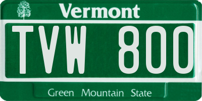 VT license plate TVW800