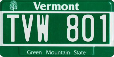 VT license plate TVW801