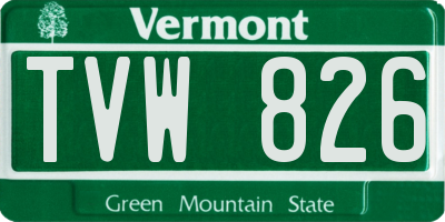 VT license plate TVW826