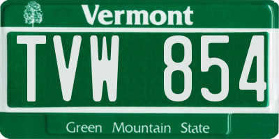 VT license plate TVW854