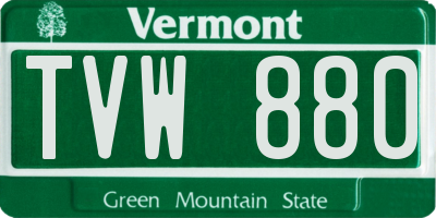 VT license plate TVW880