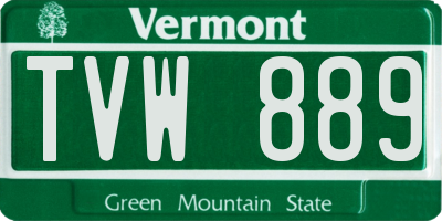 VT license plate TVW889