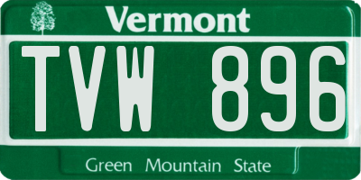 VT license plate TVW896