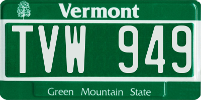 VT license plate TVW949