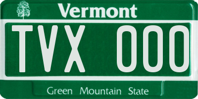 VT license plate TVX000