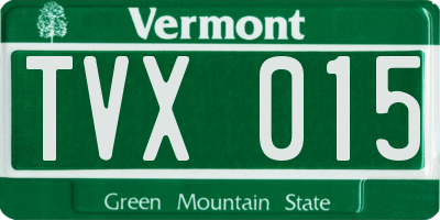 VT license plate TVX015