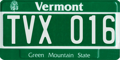 VT license plate TVX016