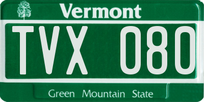 VT license plate TVX080